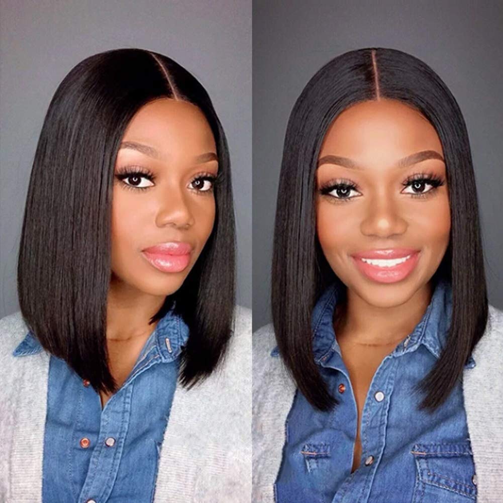 Brazilian 2X6 Lace Closure Bob Wig Silky Straight 10-16inch 100% Human Hair Products Natural Color