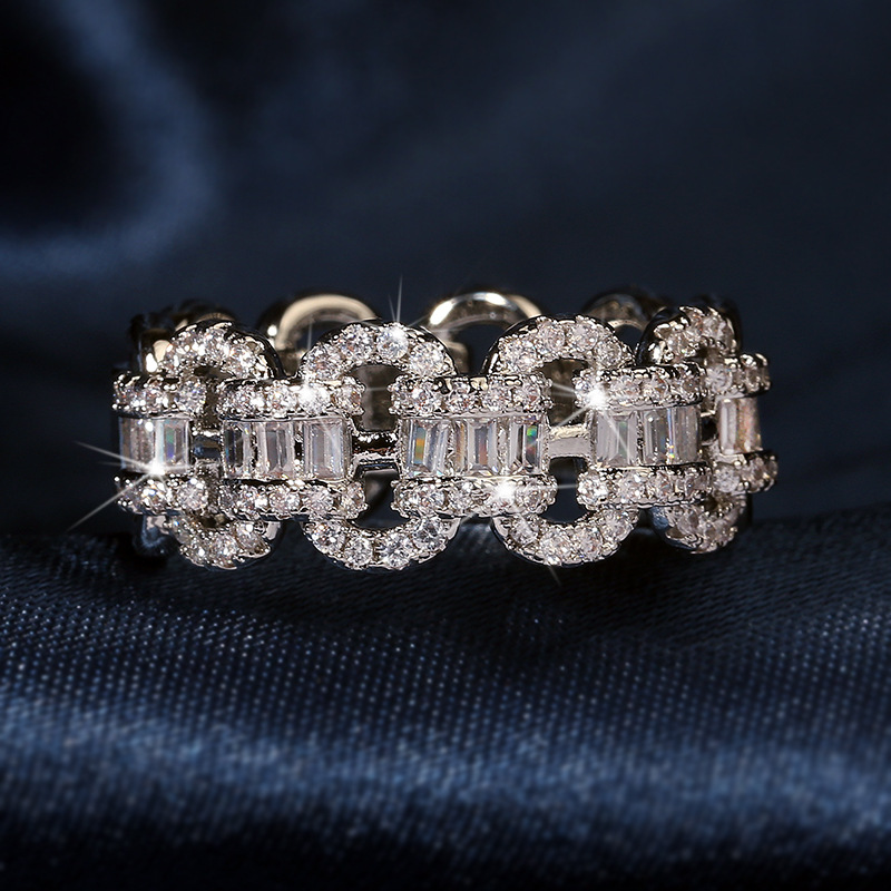 luxury geometry designer shining crystal love band rings for women hollow charm engagement moissanite bling diamond ring jewelry nice gift