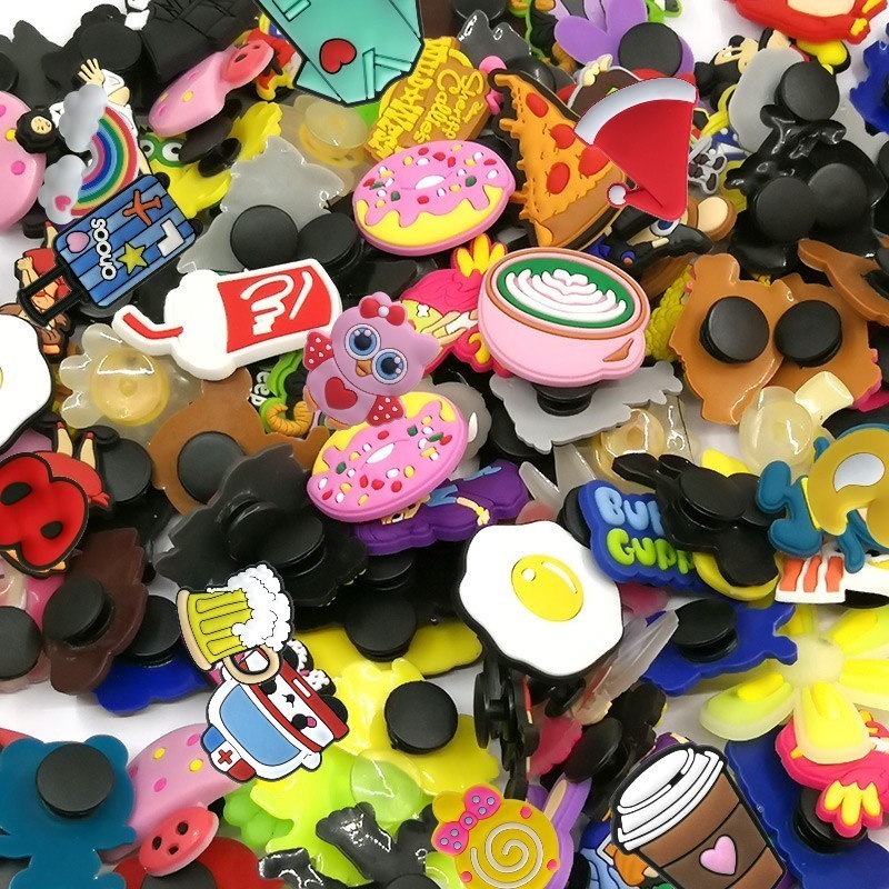 Shoe Parts Accessories 100pcslot PVC Charms Fit for Bracelets Butterfly Dogs Shoes Decorations Friends Gun Ornaments 230804