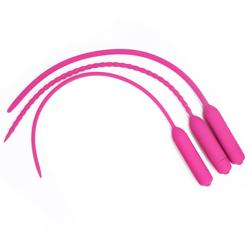 Adult Toys Urethral Sounding Vibrators 5575mm Silicone Penis Plug Urethal Sound Vibration Masturbators For Men Urethra Insertion 230804