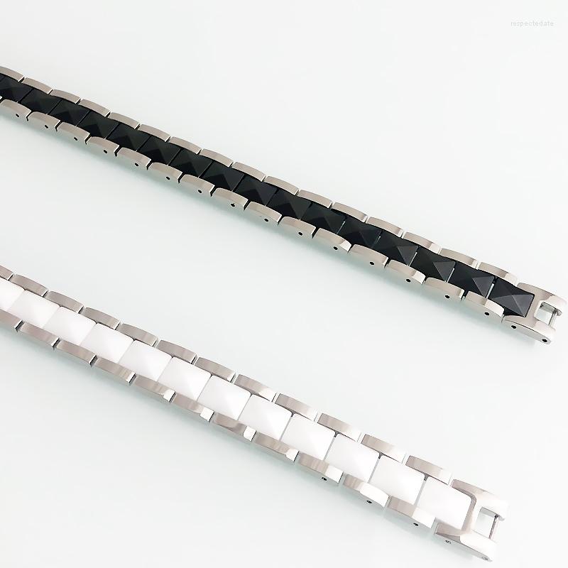 Link Bracelets White/Black Ceramic Bracelet For Men Health Care Therapeutic Magnetic Women Homme Armband Kpop Male Jewellery Gift