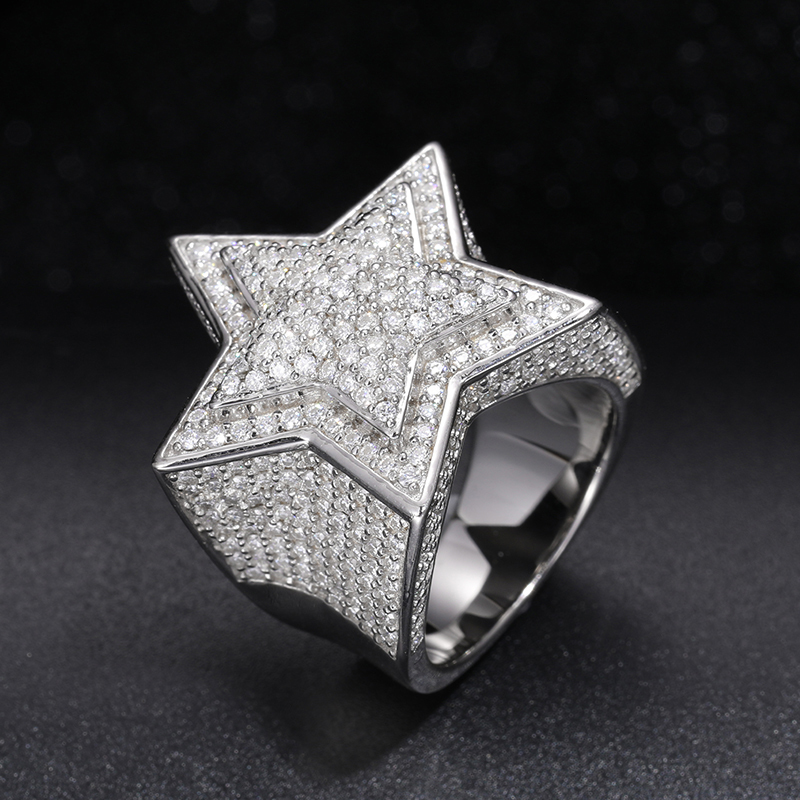 Wedding Rings Fine Jewelry VVS1 With Certificate Star For Men 925 Sterling Silver Hip Hop 230804