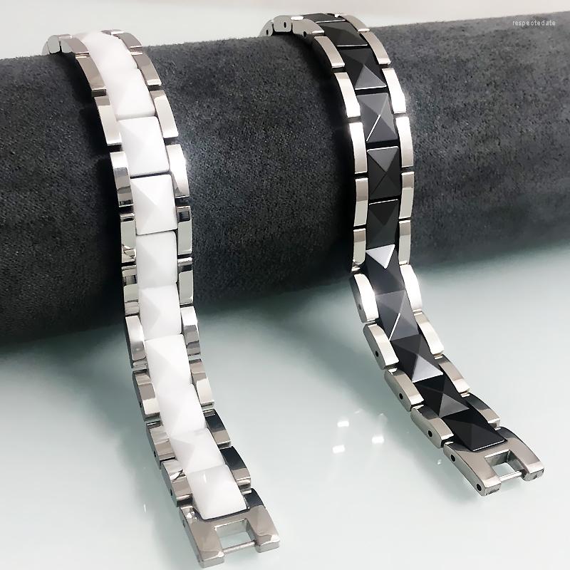 Link Bracelets White/Black Ceramic Bracelet For Men Health Care Therapeutic Magnetic Women Homme Armband Kpop Male Jewellery Gift