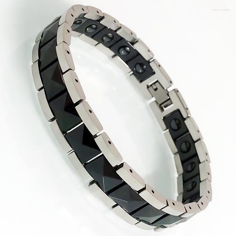 Link Bracelets White/Black Ceramic Bracelet For Men Health Care Therapeutic Magnetic Women Homme Armband Kpop Male Jewellery Gift
