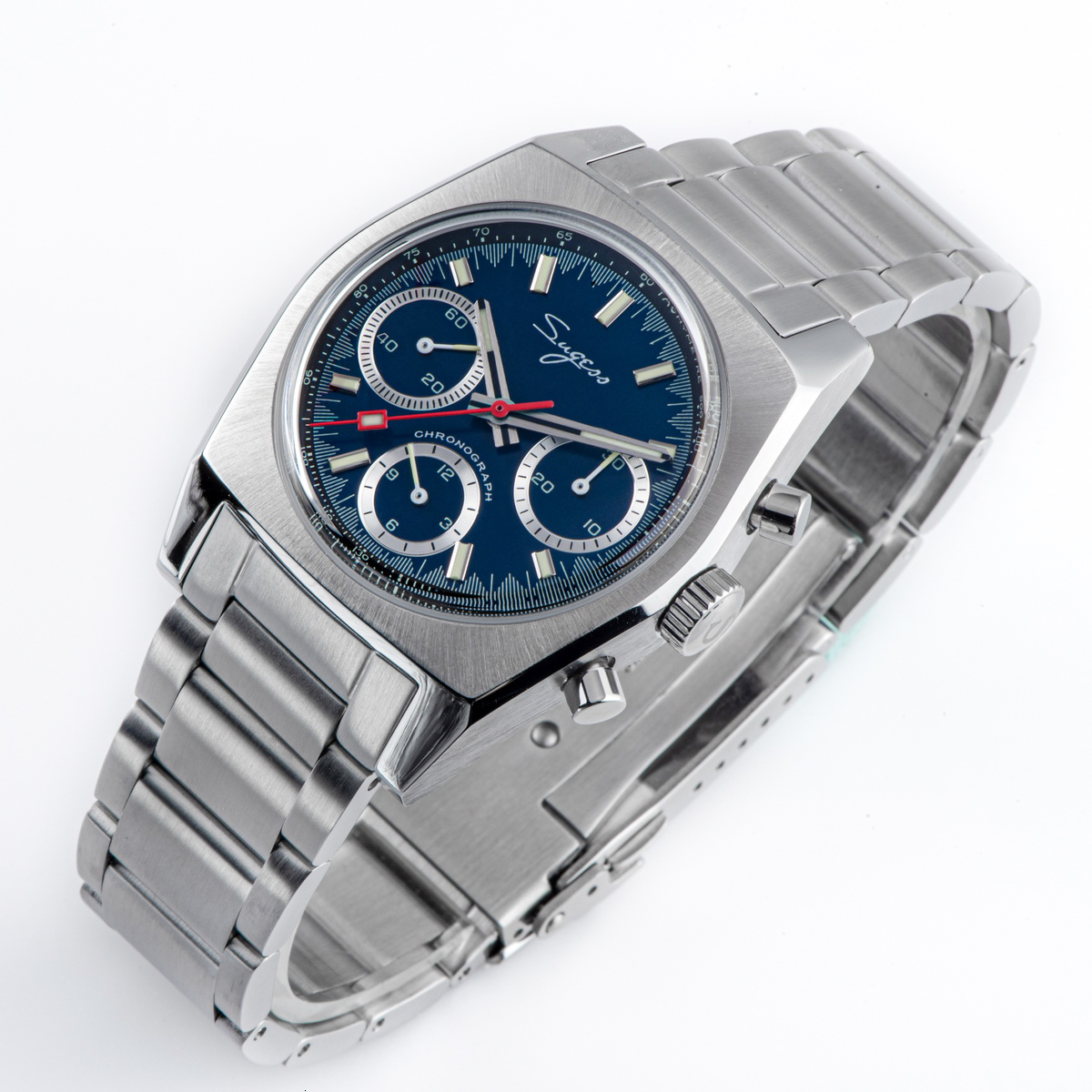 Other Watches Sugess 37mm Chronograph Watch of Men Seagull ST1902 Swanneck Movement Waterproof Mechanical Wristwatches Dome Sapphire 230804