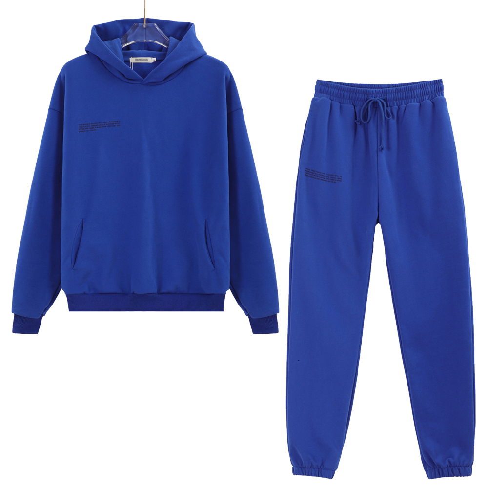 Women s Hoodies Sweatshirts 100 Cotton Solid Two Pieces Sets Sweatsuits Long Track Pant Women and Men Tracksuits Spring Autumn Clothing 230804