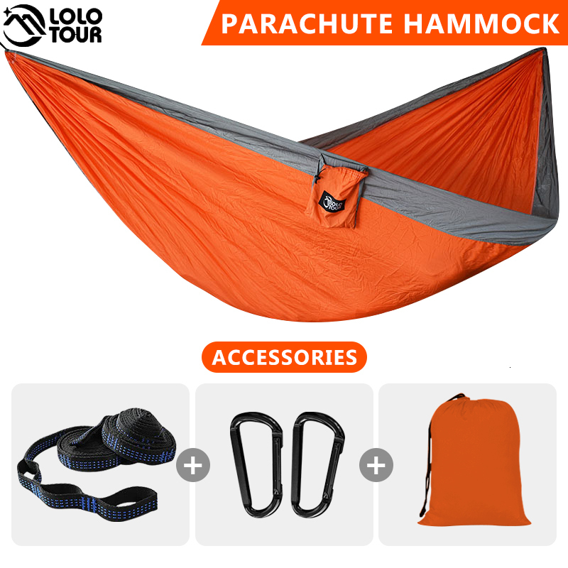 Hammocks 220x100cm Parachute Hammock 1 Person Portable Army Survival 210T Nylon Hammock for Travel Camping hiking Adventure Beach Holiday 230804