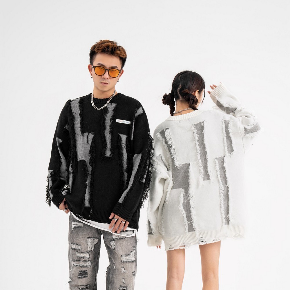 Women's Sweaters Distressed Winter Frayed Tassels Oversized Goth for Women Men Lover's Unisex Ripped Grunge Aesthetic Clothing Pulls 230804