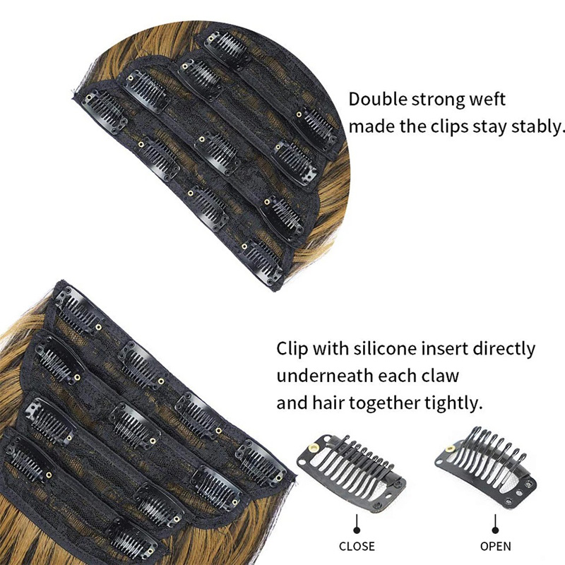 Synthetic Hair Clip In Hair Extensions Body Wave Mechanism Clips On 1B# 99J P85/613# 6A#