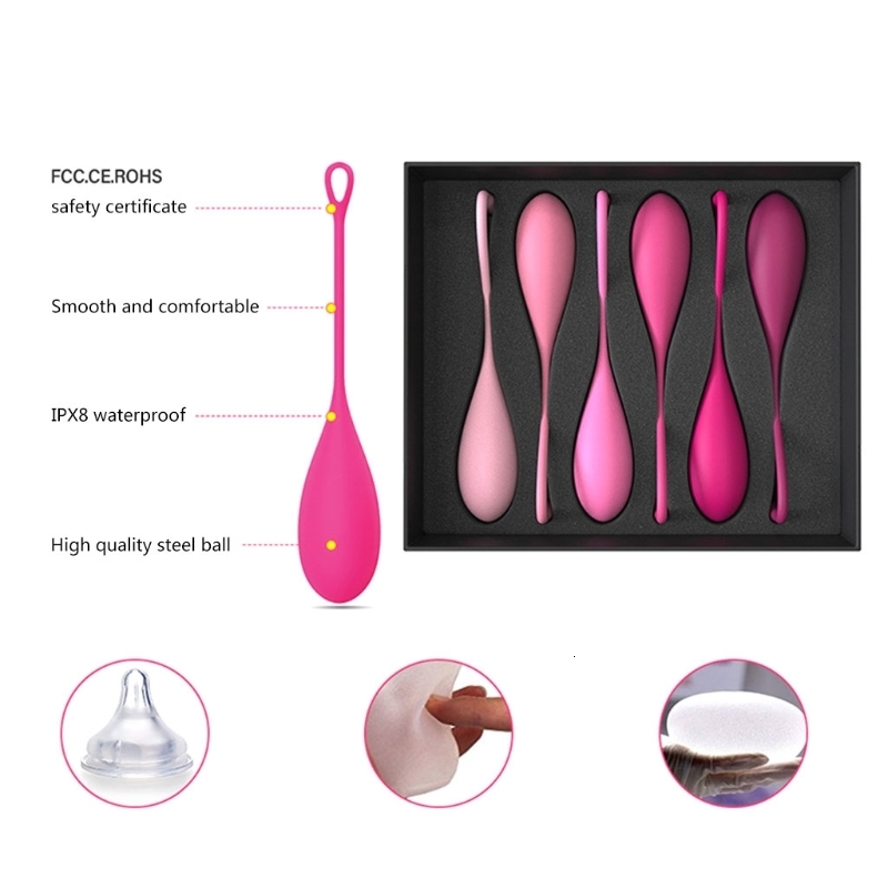 EggsBullets 6pcs Kegel Balls Weighted Exerciser Set Silicone Ben Wa Beads Beginner Kegal Weights E1YC 230804