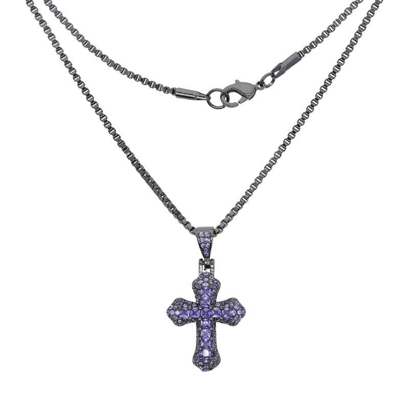 Hip Hop Cross Pendant Necklace for Men Women, 5A Cubic Zirconia, Gold & Sier, Tennis Chain, Party Gift