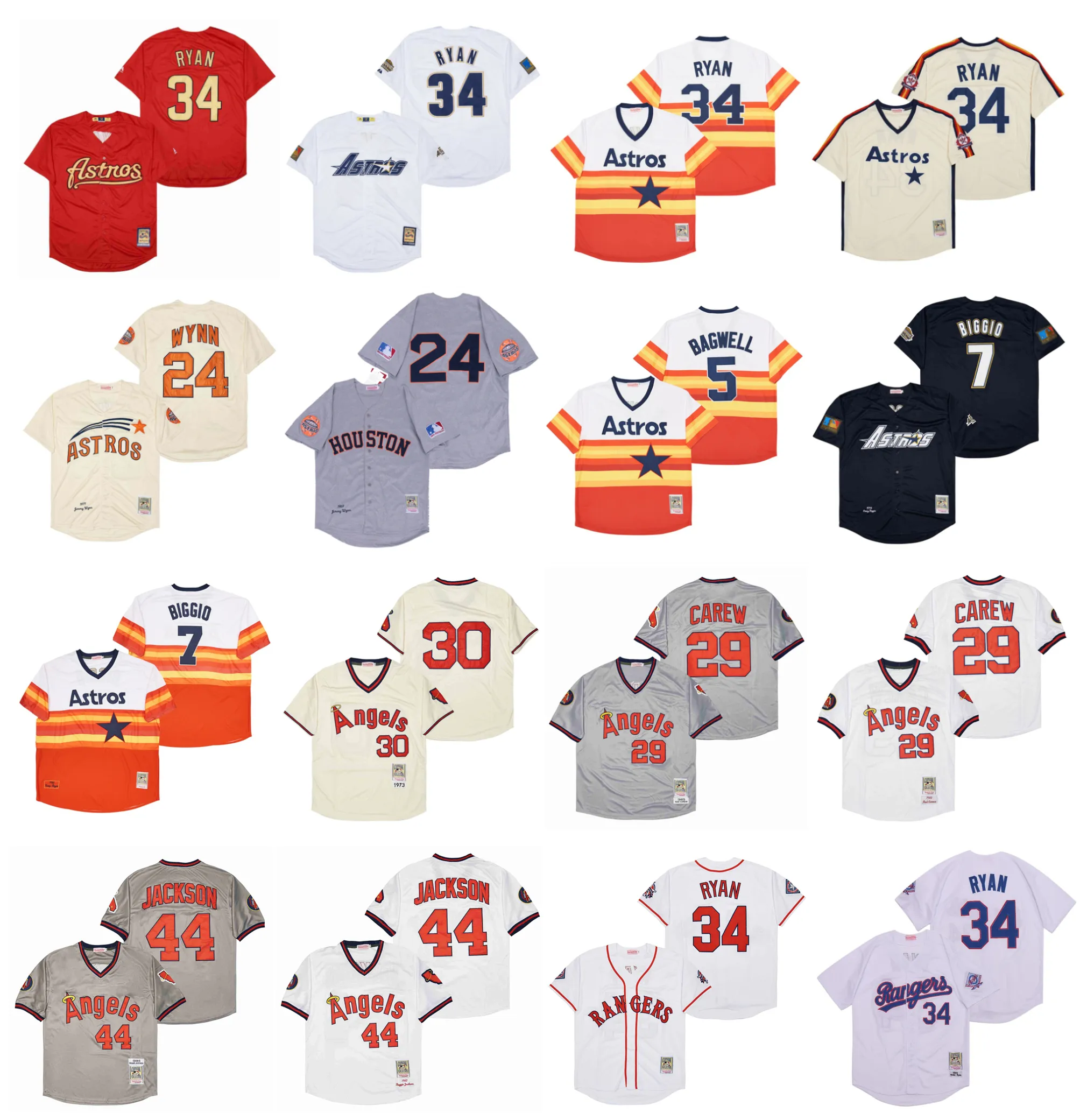 Los Angeles''Angels''Mitchell Throwback Astros Baseball Jersey Houston Nolan Ryan Rangers Craig Biggio Jeff Bagwell Size Jimmy Rod Carew Reggie Jackson