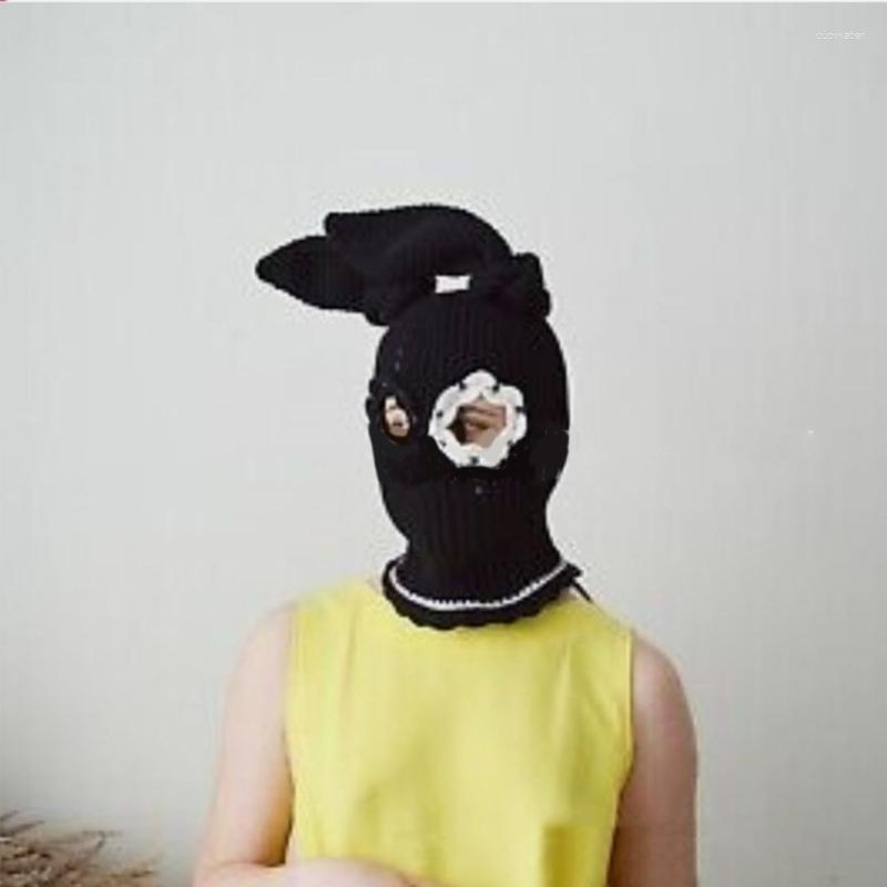 Berets Halloween Balaclavas Long BunnyEar Hat Funny Beanies Ears BunnyBalaclava Cute Ear BunnyHat