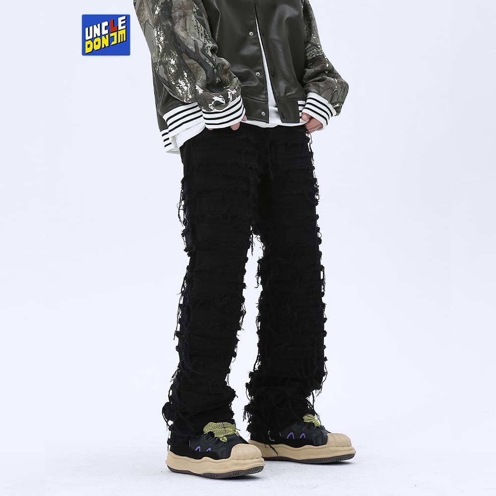 Men's Jeans Tassel cargo jeans Punk Style ripped jeans street wear y2k mens jeans men clothing baggy jeans drop 230804