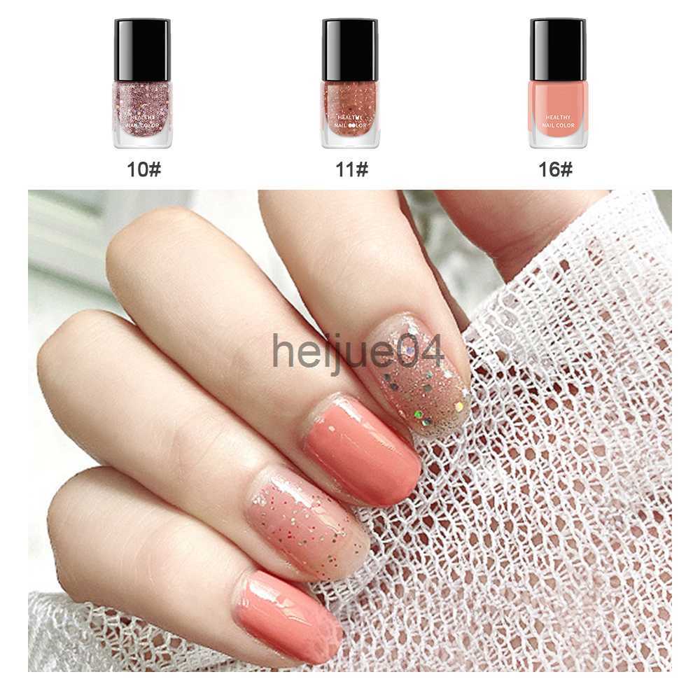 Nail Polish 16colors 6ml Nail Art Tearable Nail Polishes Normal Without Lamp Art Manicure Quick Dry Long Lasting Glitter Sequins Nail Polish x0806