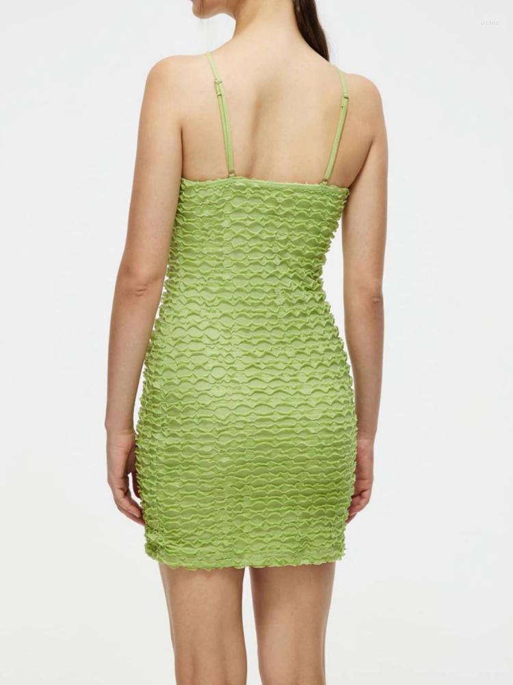 Casual Dresses Kozoca Summer Dress Beach Slim Fit Green Mini For Women Party Club Sexy Sling Slash Neck Fold Bodycon Streetwear