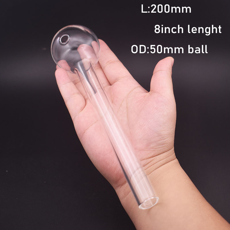 2pcs Jumbo Glass Oil Burner Pipe 200mm 50mm Ball Clear Color High Quality Thick Pyrex Hand Smoking Pipes Transparent Great Tube Tubes Oil Nail Tips