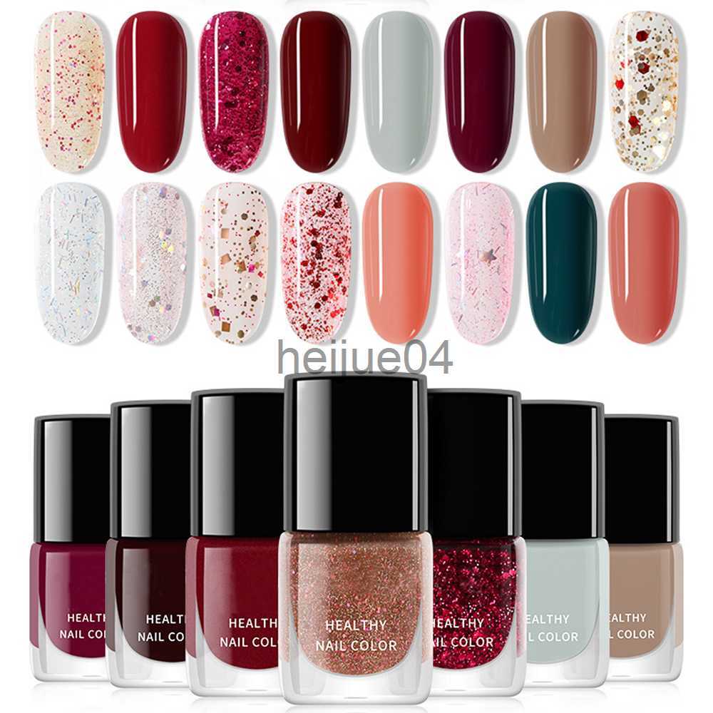 Nail Polish 16colors 6ml Nail Art Tearable Nail Polishes Normal Without Lamp Art Manicure Quick Dry Long Lasting Glitter Sequins Nail Polish x0806
