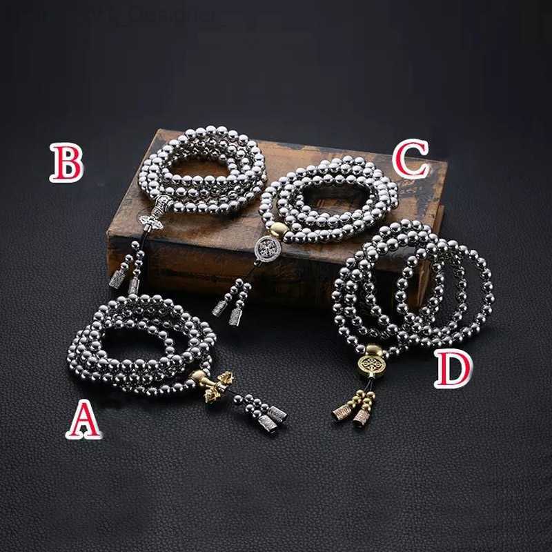 Strands Strings Tactical 10MM Steel Chain Buddha Beads Self Defense Hand Bracelet Necklace EDC Outdoor Tools Self Protection Survival L230806