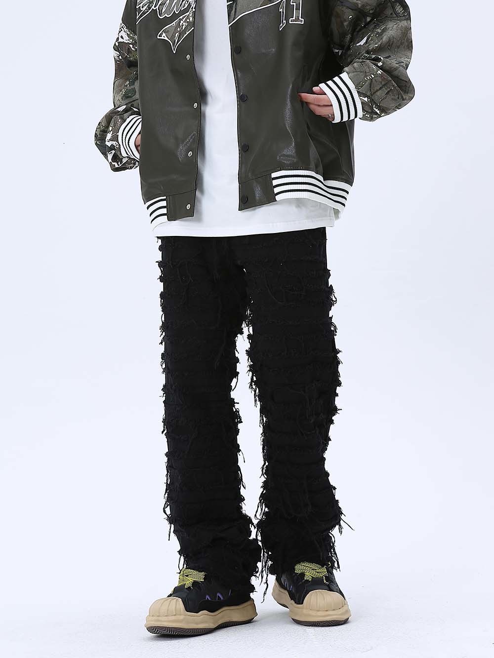 Men's Jeans Tassel cargo jeans Punk Style ripped jeans street wear y2k mens jeans men clothing baggy jeans drop 230804