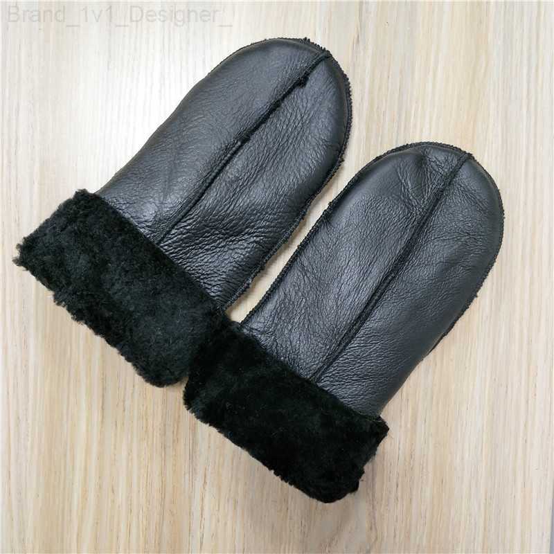 Mittens 2022 New Style Winter Gloves Keep Warm Thicken Sheepskin Leather Gloves Mittens For Women Ladies And Girls Winter Gloves Mittens L230804