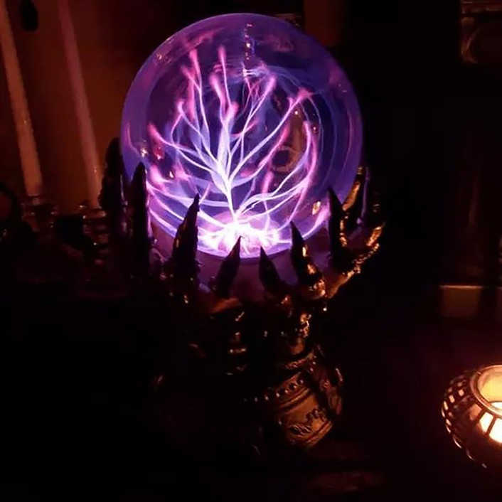 Crystal Halloween Creative Glowing Deluxe Magic Skull Finger Plasma Ball Spooky Home Decor 2206140