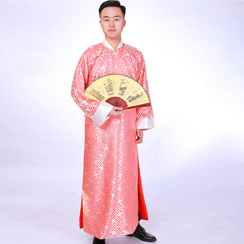 Traditional ethnic clothing Chinese tang suit cheongsam for men Crosstalk Drama Robes Oriental ancient long gown