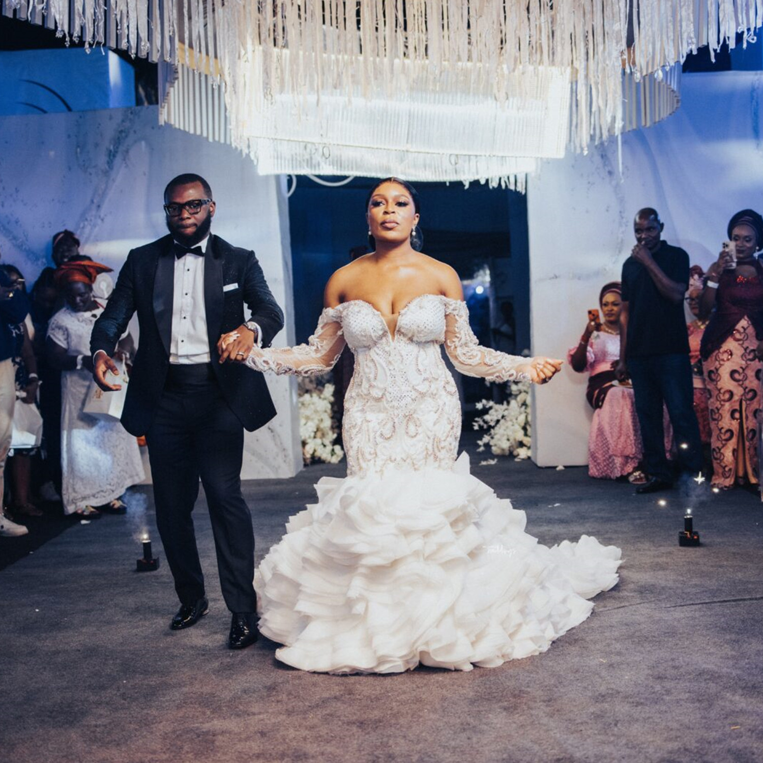 African Plus Size Beaded Mermaid Wedding Dresses 2023 Sheer Neck Long Sleeve Trumpet Fishtail Beach Aso Ebi Bridal Gowns 6660312