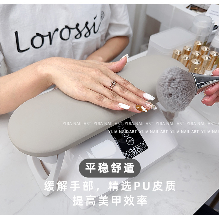 Hand Rests Simple Style PU Leather Folding Nail Hand Rest Pillow Hand Cushion Pillow Holder Nail Art Stand Manicure Table Nail Arm Rests 230804
