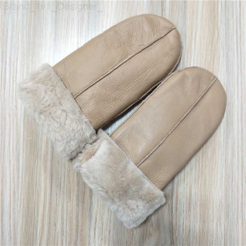 Mittens 2022 New Style Winter Gloves Keep Warm Thicken Sheepskin Leather Gloves Mittens For Women Ladies And Girls Winter Gloves Mittens L230804