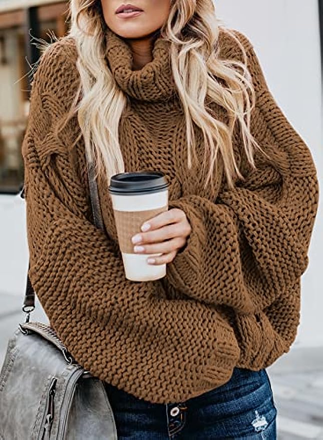 Bridesmaid Dress Womens Turtle Cowl Neck Solid Color Soft Comfy Cable Knit Pullover Sweaters S-2XL 2024