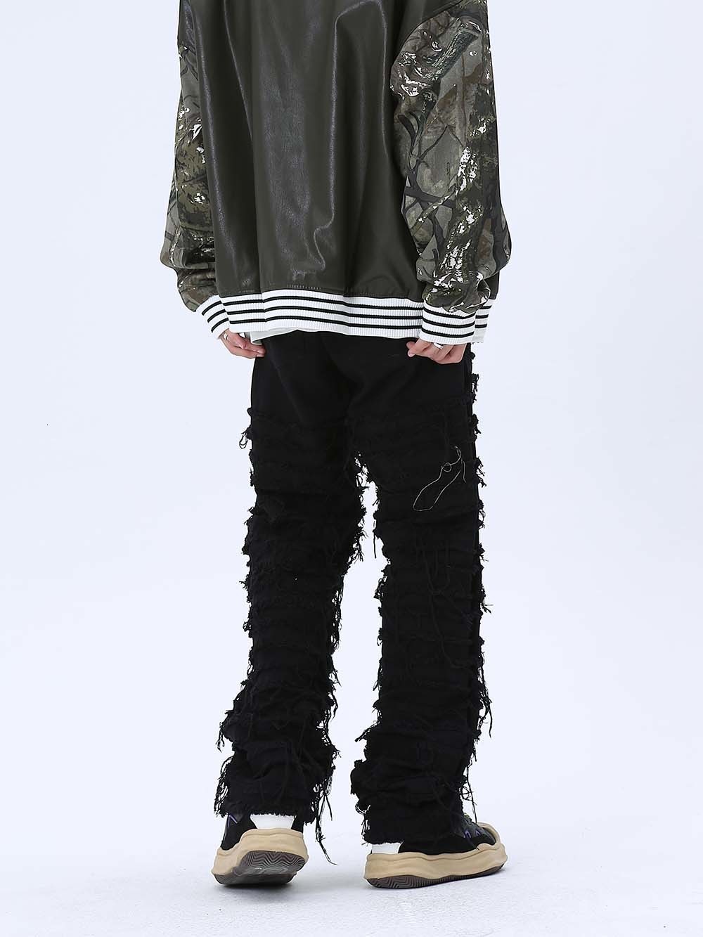 Men's Jeans Tassel cargo jeans Punk Style ripped jeans street wear y2k mens jeans men clothing baggy jeans drop 230804