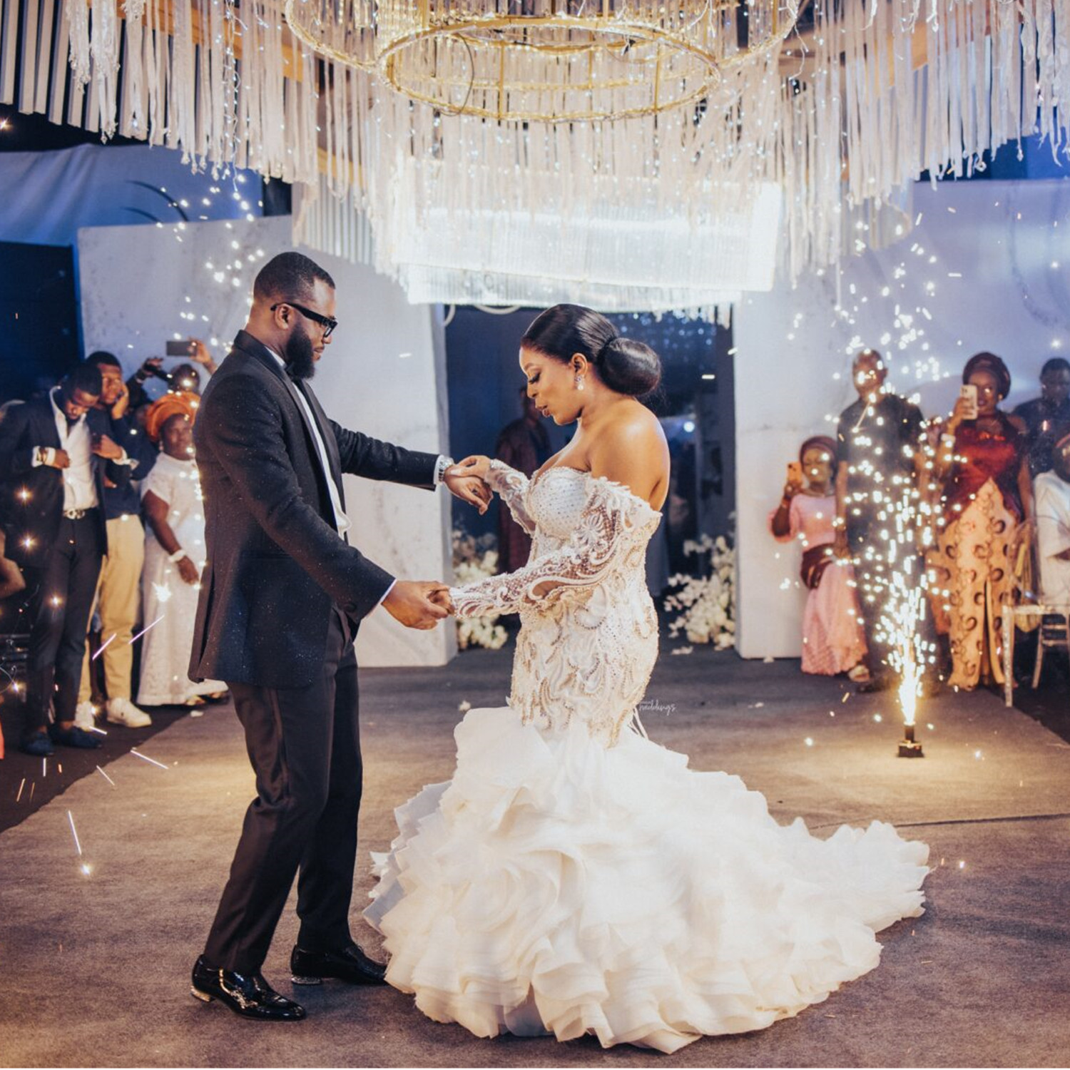 African Plus Size Beaded Mermaid Wedding Dresses 2023 Sheer Neck Long Sleeve Trumpet Fishtail Beach Aso Ebi Bridal Gowns 6660312