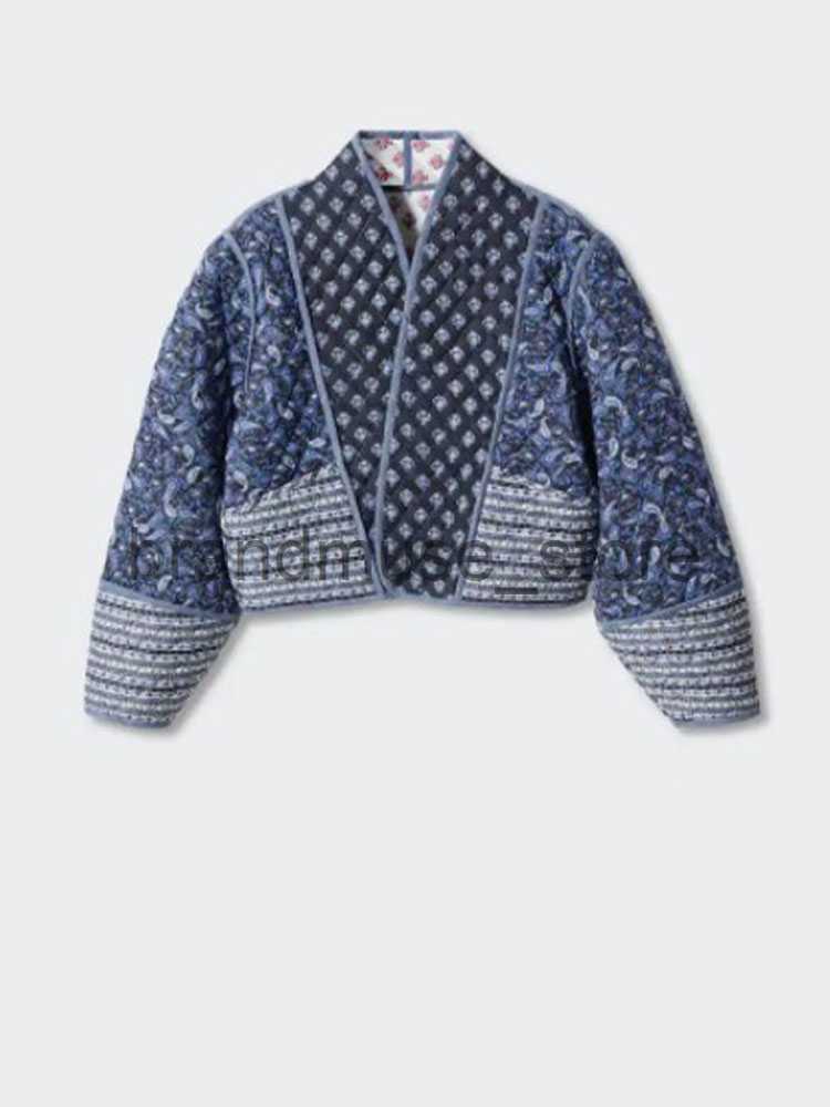 Women's Jackets Printed Quilted Reversible Cotton Coat for Women Long Sleeve Open Front O-Neck Jacket 2023 Autumn Lady Casual Holiday Streetwear 