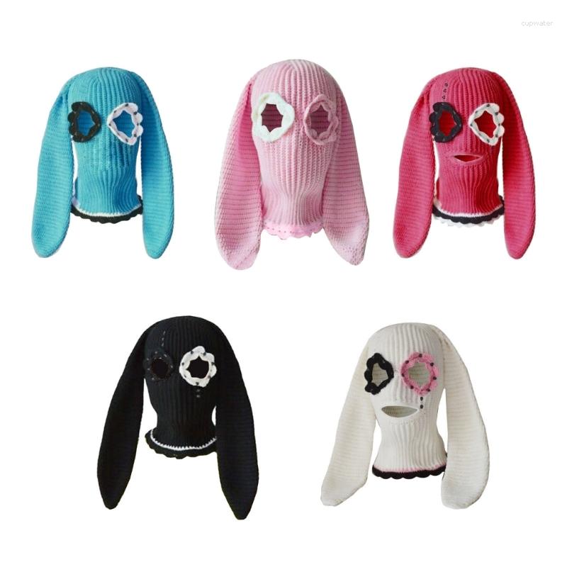 Berets Halloween Balaclavas Long BunnyEar Hat Funny Beanies Ears BunnyBalaclava Cute Ear BunnyHat