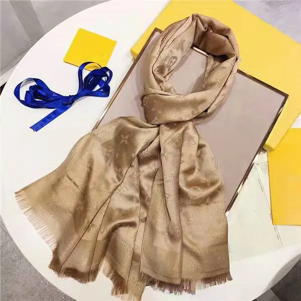 Luxury designer Silk Scarfs women fashion gold thead pattern print designers thin Shawls without box180 -70