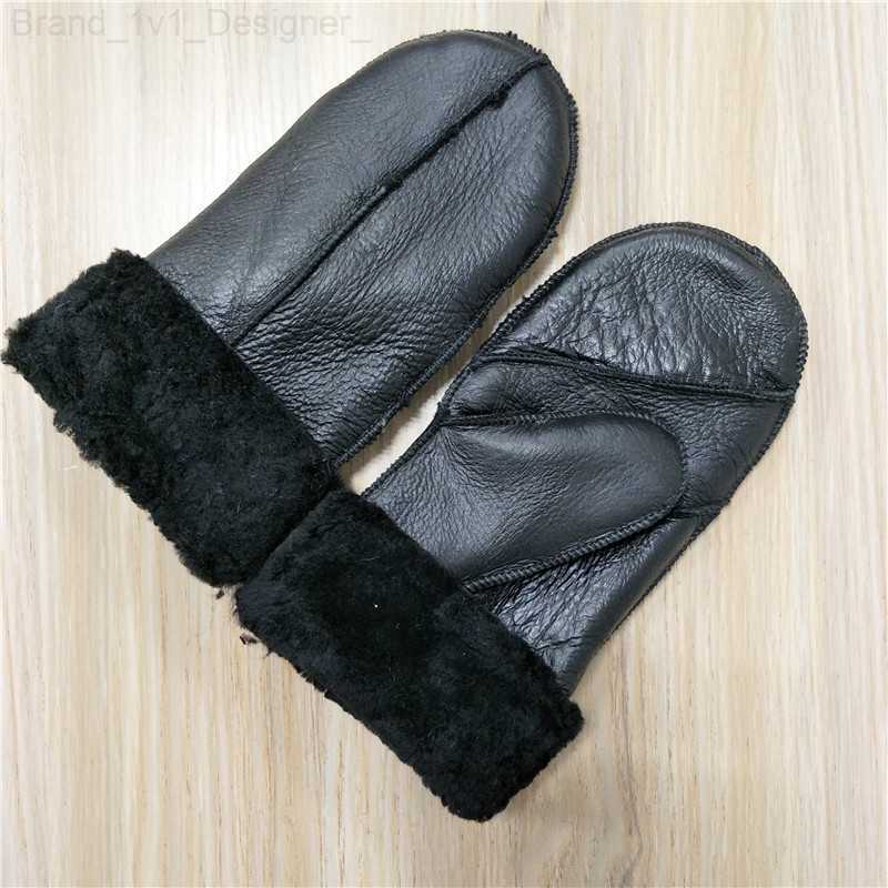 Mittens 2022 New Style Winter Gloves Keep Warm Thicken Sheepskin Leather Gloves Mittens For Women Ladies And Girls Winter Gloves Mittens L230804