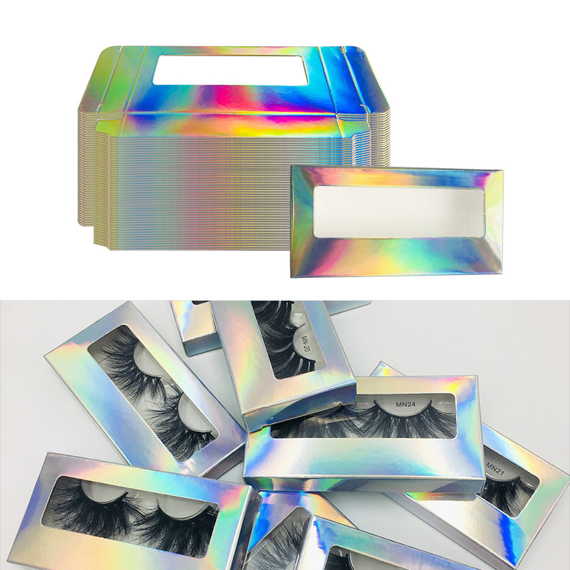 50pcs/set Laser Color Eyelashes Packing Box Lashes Tray Plastic Eyelash Display Transparent Skylight Show Eye Lashes Holder E461