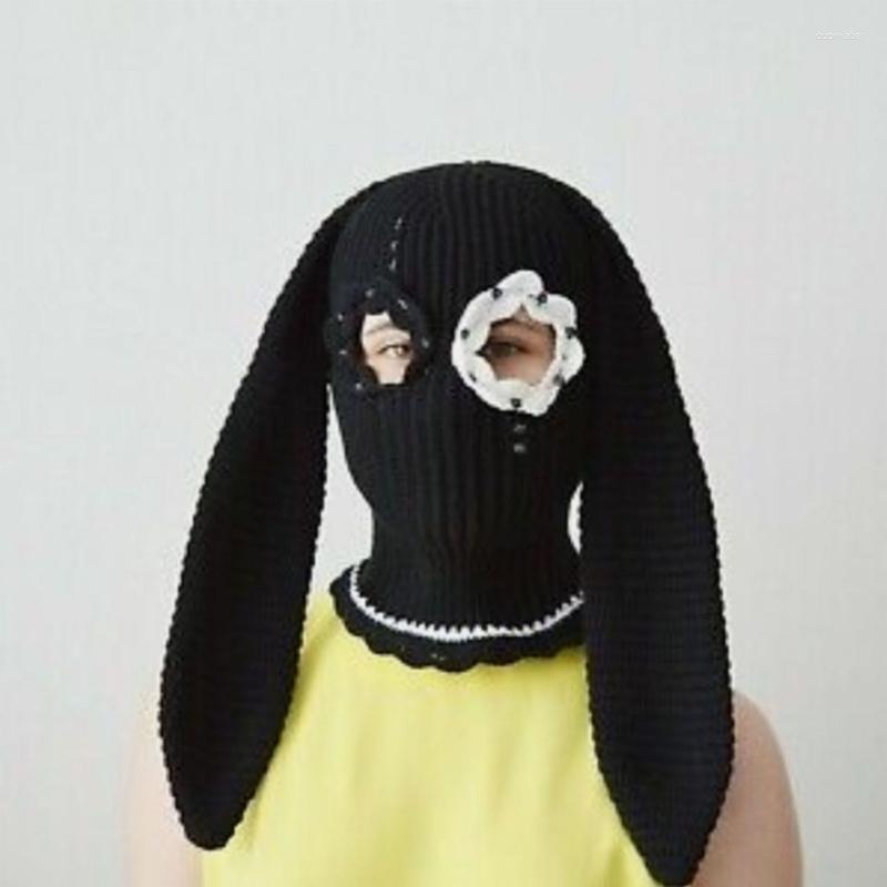 Berets Halloween Balaclavas Long BunnyEar Hat Funny Beanies Ears BunnyBalaclava Cute Ear BunnyHat
