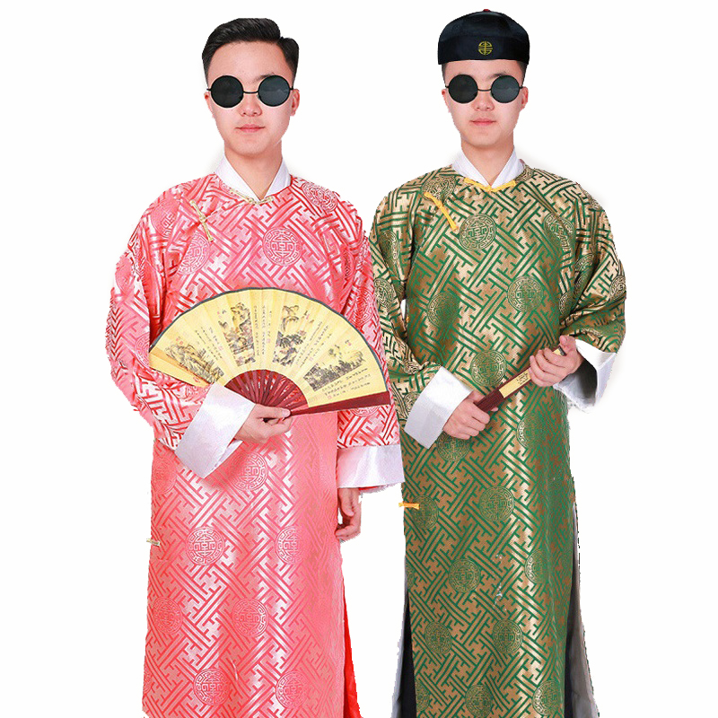 Traditional ethnic clothing Chinese tang suit cheongsam for men Crosstalk Drama Robes Oriental ancient long gown
