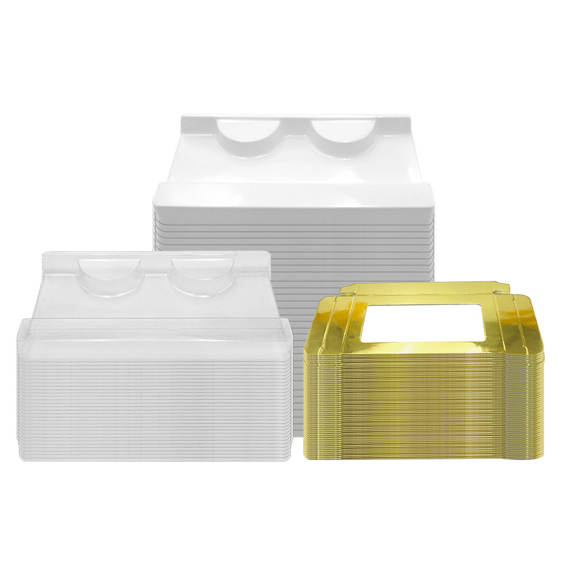50pcs/set Eyelash Tray Clear False Eyelashes Box Package Case Holder Transparent Empty Lashes Trays Storage Packaging E462