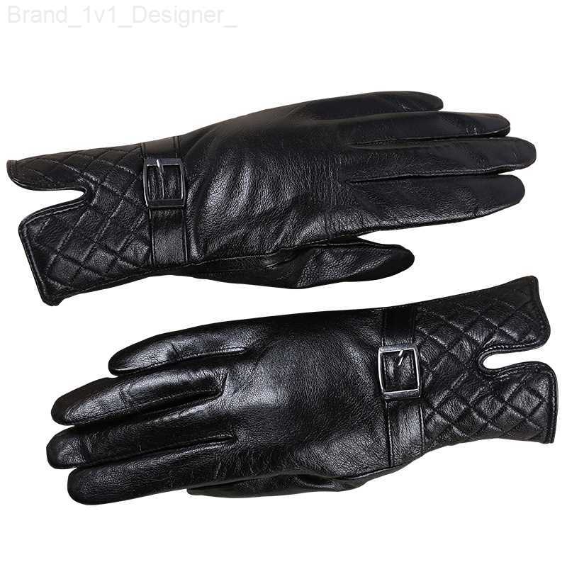 Five Fingers Gloves Women's Leather Gloves Sheepskin Gloves For Ladies Black Genuine Leather Gloves Fashion Womens Gloves 2022 New Style Mittens 