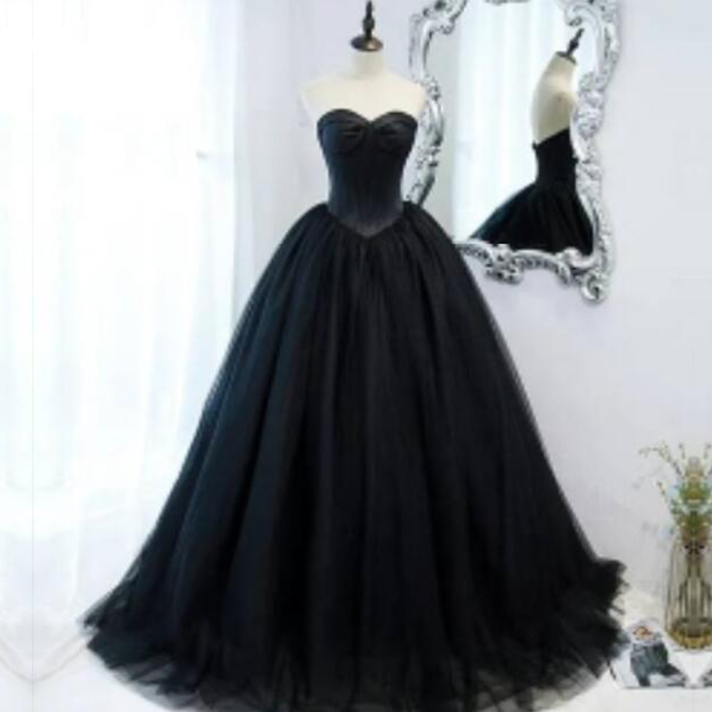 ZJ9323 Black Elegant Sweetheart Wedding Party Dresses Strapless Tiered Draped Robe 2023 New Ball Gown Formal Dress Women