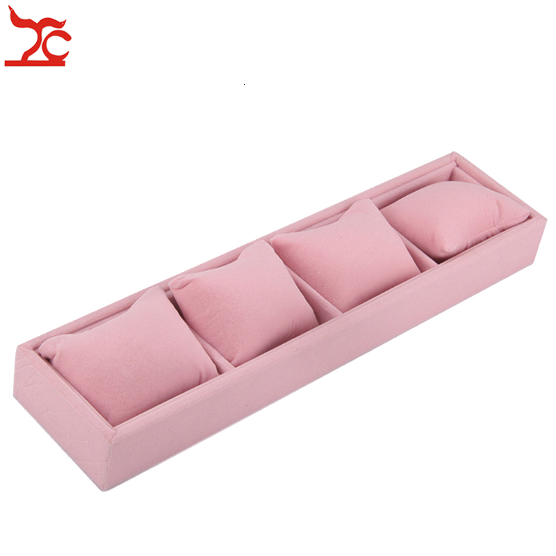 Watch Boxes Cases 4 Grids Watch Jewelry Display Box With Soft Pillow Holder Bracelet Chain Earring Storage Tray Earring Ring Organizer Showcase 230807