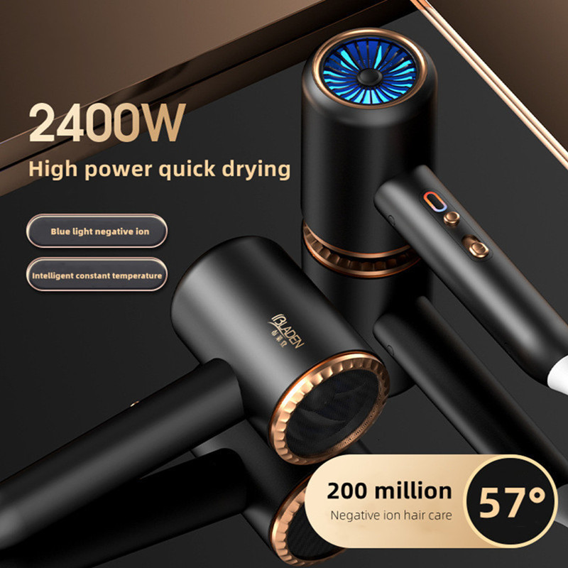 Hair Dryers Generation HighSpeed Dryer 2400W HighPower Blue Light Negative Ion Ultra Silent Recommended For Home Salons 230807