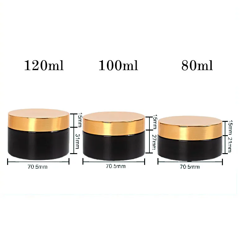 wholesale Black Cosmetic Jars with Gold Lids PET Plastic Food Jar BPA Free Refillable Containers for Cream Body Butters Sugar Scrub LL