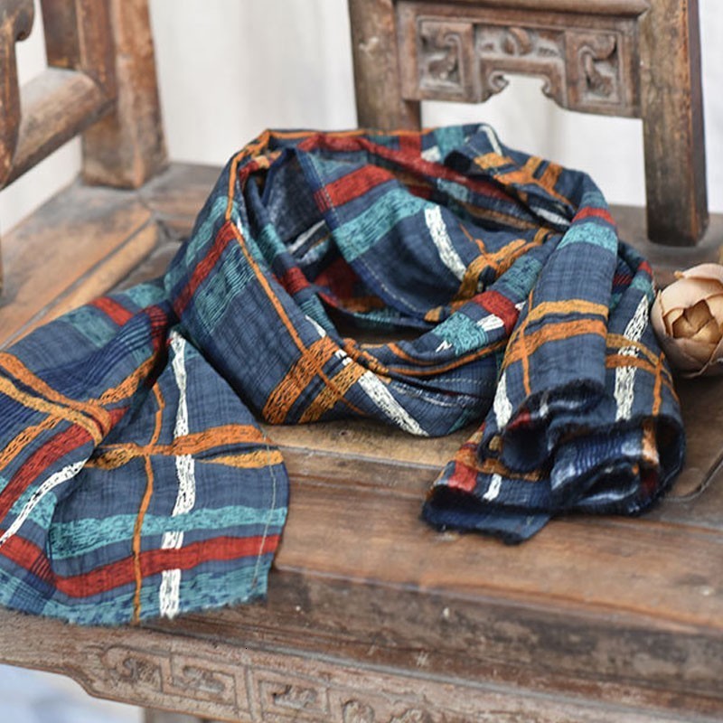 Scarves Johnature Retro Patchwork Print All-match Scarfs Autumn Winter Cotton Linen Comfortable Women Warm Long Fashion Scarf 230807