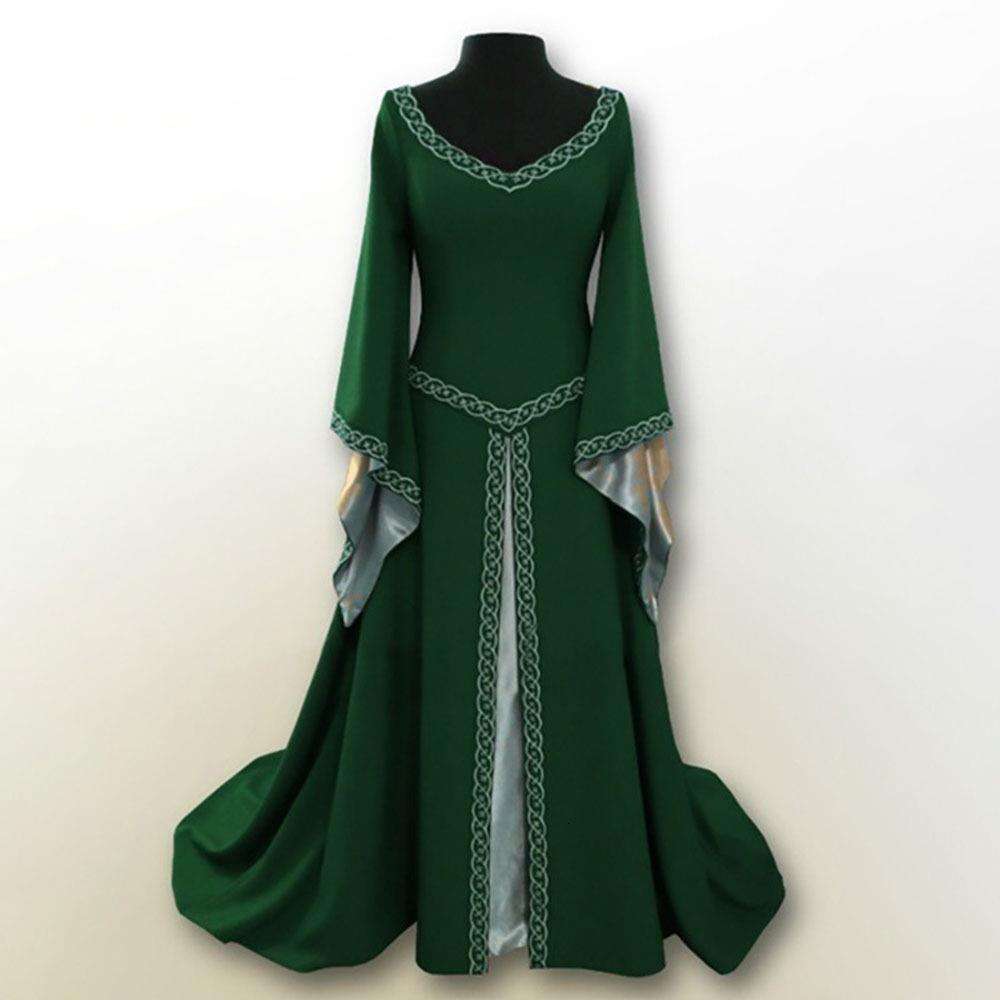 Classic All Saints Christmas European Party Long Sleeve Embroidered Round Collar Slimming Lady Dress