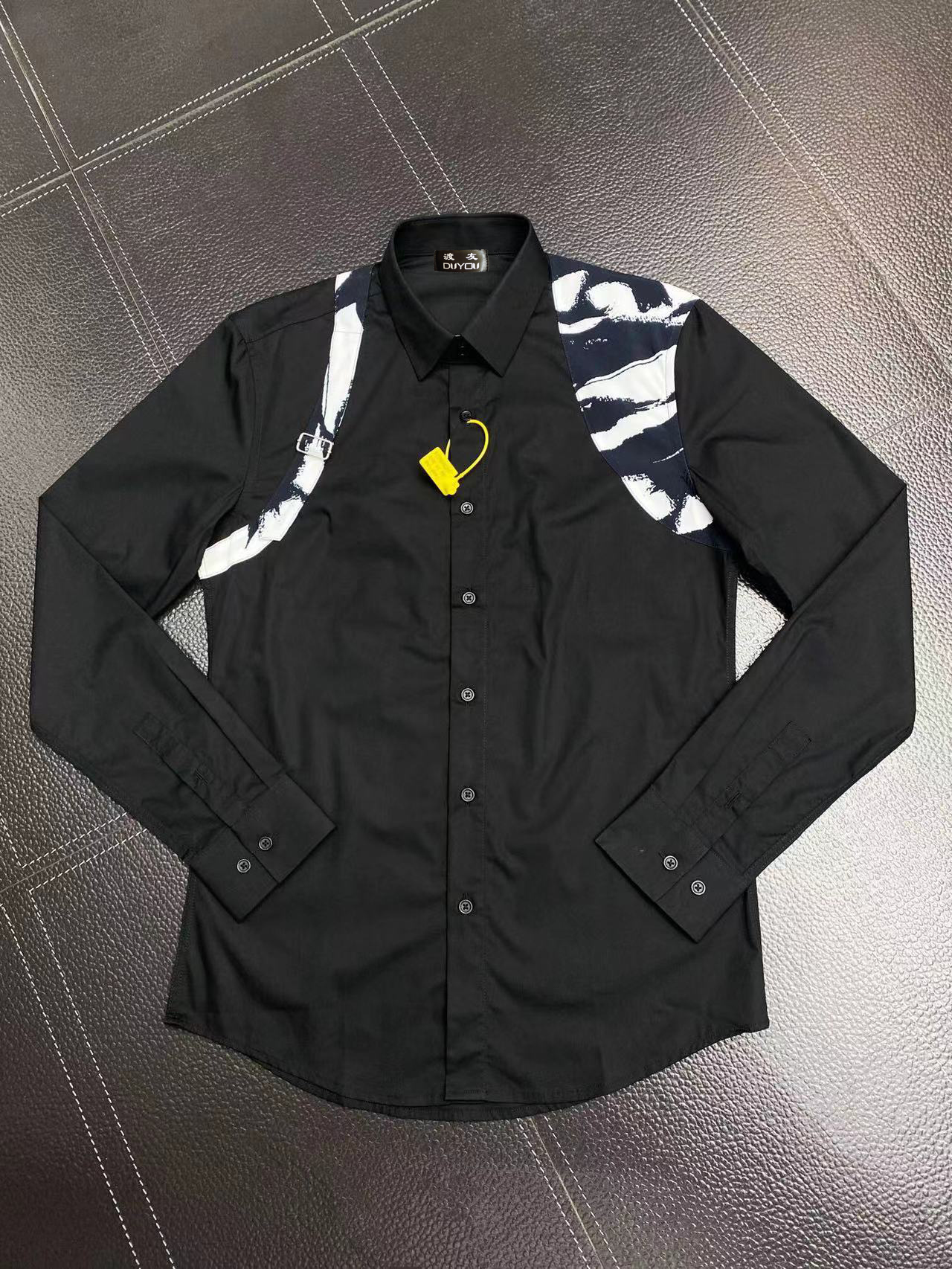 Mens Dress Shirts Cotton Watercolour Harness Long Sleeve Shirt Camisas Masculina Casual Slim Fit Mens Business Shirt 19172 S25516