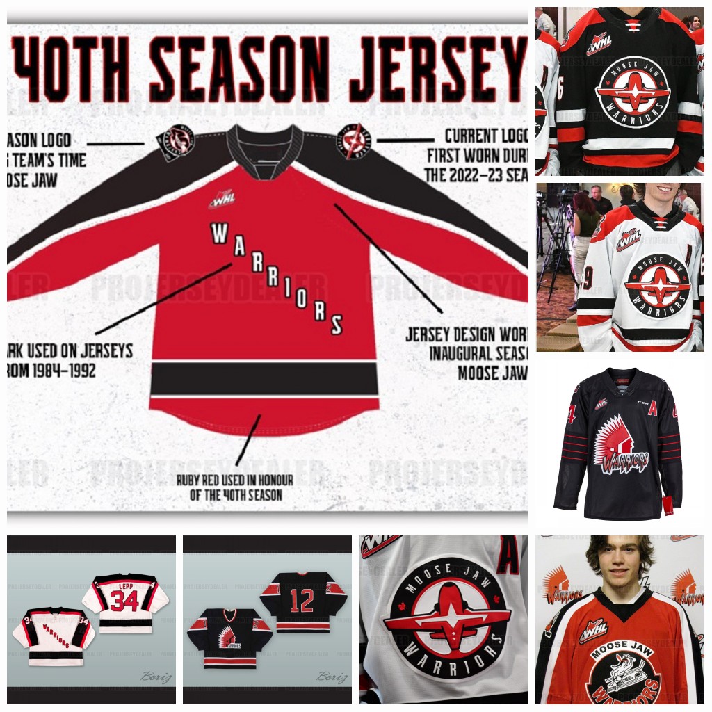 Moose Jaw Warriors 2023 40th Hockey Jerseys Jagger Firkus Brayden Yager Atley Calvert Ryder Korczak Denton Mateychuk Eric Alarie Martin Rysavy Maximus Wanner